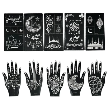 10 Adet/grup Ramazan Kareem Kına Dövme Stencil Vücut Sanatı Boya, BAYRAM parti süslemeleri Şablonları Kına Günü Dövmeler Çıkartmalar