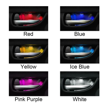 4 Adet Kol Dayama iç kapı kolu aydınlatma Araba Styling LED araba iç kase ışık evrensel Otomatik atmosfer Lambası dekoratif ışıklar