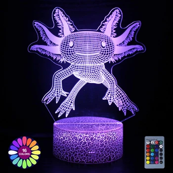 3d Illusion Lamba Okyanus Koleksiyonu Salamander Led Gece Lambası Çocuk Odası Dekor Renk Değiştirme USB Akülü Gece Lambası Hediye