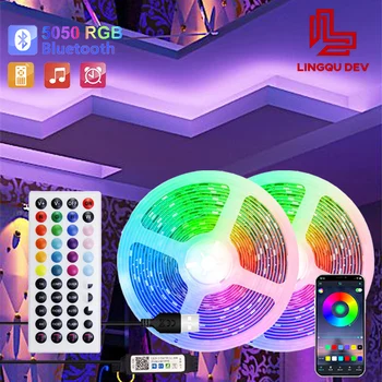 LED şerit ışık odası Renk RGB LED şerit 5050 Bluetooth LED TV Arka Dekor LED 10m 15m 20m 30m Neon Bant Ev Aydınlatma