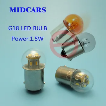 MIDCARS G18 BA15S 6 V 12 V R5W LED Ampuller 24 V P5W kuyruk dönüş ışığı lambası park rezerv ışık kaynağı
