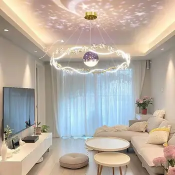Modern Lüks Yıldız Gökyüzü Kristal Lamba Oturma Odası Halka Şekilli Ana yatak odası lambası