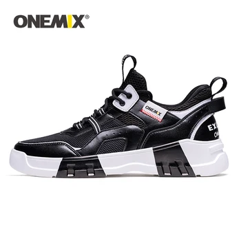 ONEMIX Erkekler Rahat koşu ayakkabıları Siyah Rahat Yürüyüş Sneakers Baba Tıknaz Ayakkabı Platformu Kalın Topuk Spor spor ayakkabılar