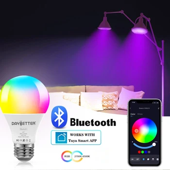 E26 LED Akıllı Ampul Bluetooth APP Kontrol Renk Değiştirme Kısılabilir RGBCW LED ışık Ampul 9W Ev Yatak Odası Noel Partisi Dekor