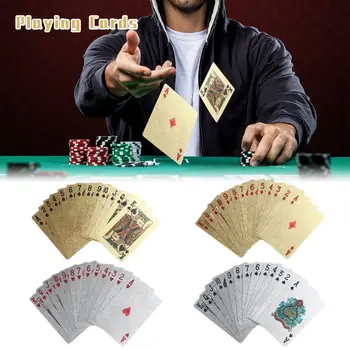 Toplama Kurulu Oyunu Sihirli Kartları Su Geçirmez Iskambil Kartları 24 K Altın Poker Oyunu Folyo Pokers