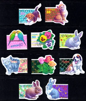 10 ADET Japonya Posta Pulları, 1998, Hayvan Pullar, Karikatür Hayvanlar, Yüksek Quaility, Gerçek Orijinal, Posta İşareti ile Kullanılan, pul Koleksiyonu