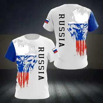 Rus T-shirt Erkekler İçin Yeni Kısa Kollu sıfır yaka bluzlar Rusya Bayrağı Baskı erkek tişört Ücretsiz Kargo Tee Gömlek Büyük Boy Giyim