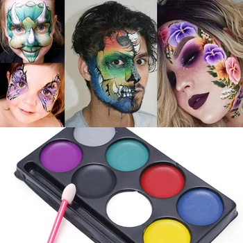 12 Renk toksik Olmayan Tatsız Yüz Boyama Vücut Sanatı Yağlıboya Dövme Makyaj Kozmetik Drama Palyaço Yüz Makyaj Cadılar Bayramı Partisi