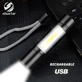 USB Şarj Edilebilir El Feneri 3 Aydınlatma Modu COB+XPE LED Mini El Feneri Su Geçirmez Taşınabilir kamp için Kullanılan, bisiklet, iş, vb