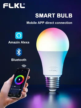 Alexa Bluetooth akıllı LED ampül renkli RGB 85-265 V 9 W E27 LED lamba ev yatak odası noel partisi dekorasyon ışık beyaz Dimmabl