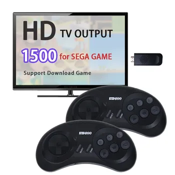 16 Bit MD Kablosuz Retro Konsolu Sega Genesis İçin Dahili 1500 + Klasik Oyun Denetleyicisi Gamepad video oyunu Konsolu Sopa HD TV