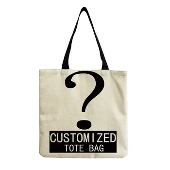 Kişiye Özel bayan büyük el çantası Çanta Keten Çanta Baskı Logolu Özel Resimleriniz Alışveriş Çantaları DIY El omuz çantaları Pratik