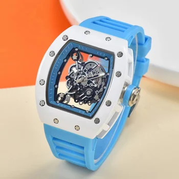 Lüks erkek saatleri Üst Marka Reloj Hombre Silikon Bant Quarz Saatler Erkekler İş Richard Adam Kol Saati Spor Saati Mon