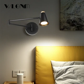 Modern Duvar lamba ışığı Yatak Odası Başucu Koridor Balkon Ayarlanabilir Aplikleri Ev Dekor Uzun Kol Okuma Lambaları GU10 Ampul