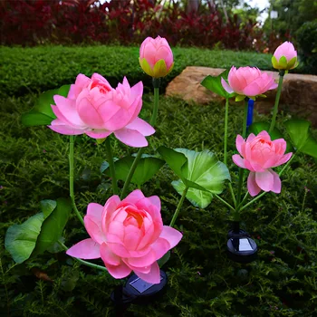 Güneş lambası LED lotus zemin lambası açık hava bahçe dekorasyonu çim lambası