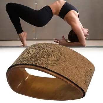 Yoga tekerleği Bükülmüş Geri Streç Doğal Mantar yoga tekerleği Mantar Katı fitness tekerleği pilates seti Sağlam Tekerlek Yoga Eğitimi