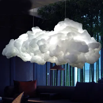 Yüzen beyaz bulut avize dekoratif bulutlar ışık otel lobisinde ipek sanat asılı avize otel mühendisliği ışık