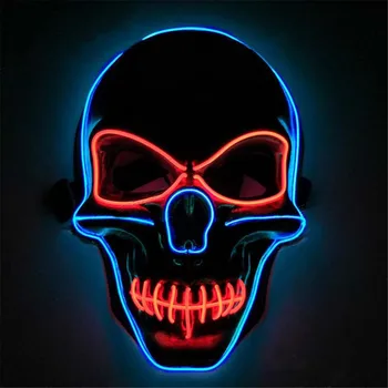 Aydınlık Cadılar Bayramı Korku Kafatası Maskesi EL Tel Maskesi karanlıkta Parlayan DJ Cosplay Parti Gece Kulübü Kostümleri Neon Maske Korkunç Sahne