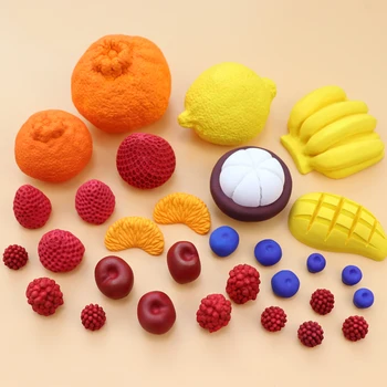 DIY Simülasyon Mum Malzemeleri 3D Meyve silikon kalıp Limon Muz Kiraz Çilek Mangosten Çirkin Turuncu Yabanmersini Ahududu