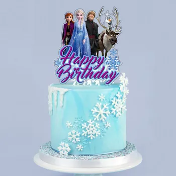 1 adet Disney Dondurulmuş Prenses Elsa Doğum Günü Partisi Dekoru Çocuklar Kek Topper Kızlar İçin Doğum Günü Dekorasyon Anniversaire Kek Malzemeleri