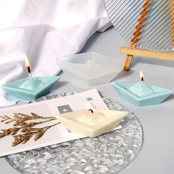 Silikon kalıp Kağıt Tekne Şekli Mum Kalıpları El Yapımı Aromaterapi Aypsum Tekne Ayarı Adet DIY silikon kalıp Mum Sabun