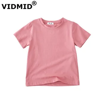 VIDMID çocuk t-shirt Bebek erkek kız Pamuk kısa kollu üst tees giyim T-shirt çocuk yaz düz renk giyim 4006 04