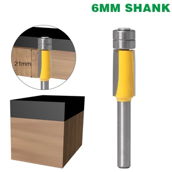 1 Adet 6mm Shank Çift Rulman Ağaç İşleme Freze Uçları Çapak Kesici Ahşap Taklit Kırpma Düz Bıçak freze kesicisi CNC