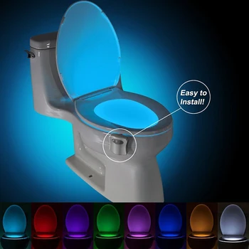 8 Renk Değiştirme LED tuvalet aydınlatması Akıllı Hareket Sensörü Gece Lambası Banyo Tuvalet Aydınlatma Otomatik açık / kapalı Koltuk Sensörü Lambası