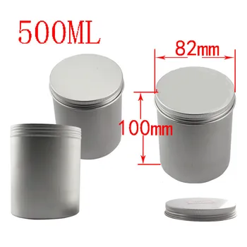 500g Boş gümüş Alüminyum Pot Kavanoz Kapaklı Kozmetik Kapları boş alüminyum metal depolama kavanoz çay kavanoz teneke ücretsiz aracı ile