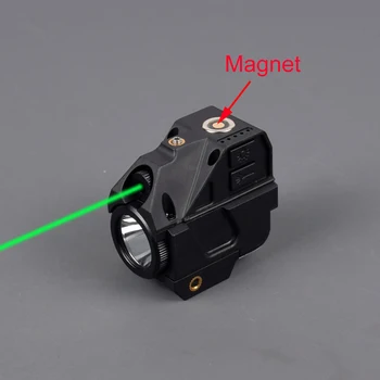 Taktik manyetik şarj edilebilir LED silah tabanca tabanca ışık yeşil lazer ışık Airsoft Tabanca İçin Fit 20mm Picatinny ray