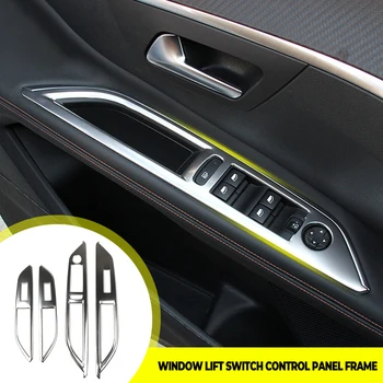 Peugeot 3008 için GT 2017 2018-2021 Aksesuarları Paslanmaz çelik Araba Pencere Anahtarı Kapağı Pencere Kontrol Paneli Trim Araba Styling LHD