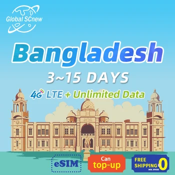 Bangladeş SIM kart 3~15 Gün 4G Yüksek Hızlı + sınırsız veri Ön Ödemeli Sım kart Kamboçya / Sri Lanka destek eSım