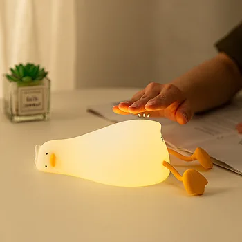 Ördek Gece Lambası Led Gece Lambası USB Şarj Edilebilir Karikatür Silikon Lamba Dokunmatik Anahtarı Çocuk Çocuk Yatak Odası Dekorasyon Noel Hediyesi