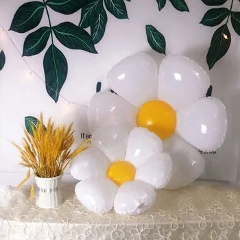 1 Adet INS Beyaz Papatya Çiçek Helyum Balon Bebek Duş Doğum Günü Fotoğraf Sahne Yumurta Çiçek Balon Düğün sevgililer Günü Dekorasyon