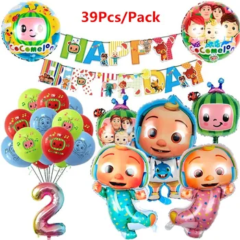 1 Takım JJ Tema Balon Parti Malzemeleri Çocuk Doğum Günü Numarası Folyo Balon Dekor Karikatür Karpuz Çocuk Afiş Bebek Duş Globos Oyuncak