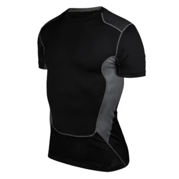 Yeni Erkek Sıkıştırma T-shirt Siyah Beyaz Gri T Shirt Vücut Geliştirme Fitness Taktik Altında Taban Katmanı Tayt Kısa Kollu Üst