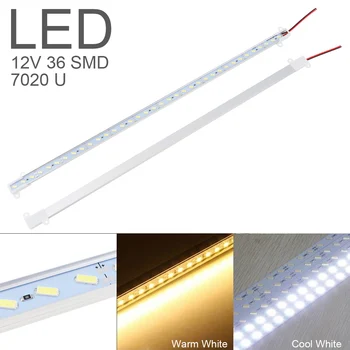 LED sabit şerit ışık 50 cm 12 V 36 SMD 7020 U Şekli Beyaz Alüminyum Alaşım Kabuk kabin lambası Bar DIY ışıkları ev kullanımı için