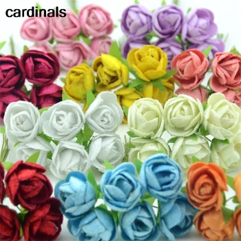 60 adet Mini Yapay Tomurcuk İpek Gül buket çiçekler Scrapbooking Ev Düğün Araba Parti Dekorasyon DIY El Yapımı Çelenkler