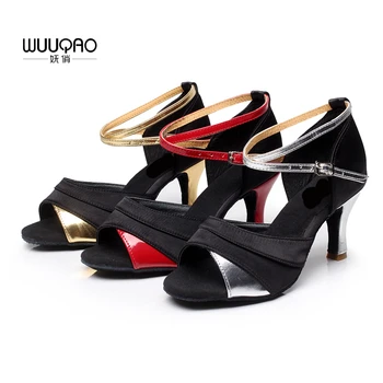WUUQAO kadın Tango Balo Salonu Latin Dans Ayakkabıları salsa ayakkabı 7 cm / 5 cm topuklu Sıcak Satış Yüksek topuklu Dans Ayakkabıları Kızlar