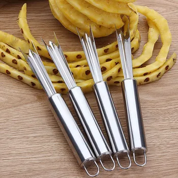 Taşınabilir kaymaz paslanmaz çelik Meyve Ananas Soyucu Kolay Temizlik Çatal Meyve Araçları mutfak gereçleri