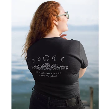 Hepsi Bağlı Korumak Gezegen T-shirt Kadın Grafik Organik Eko Tees Tops Estetik Tumblr Cadı Tshirt Damla Nakliye