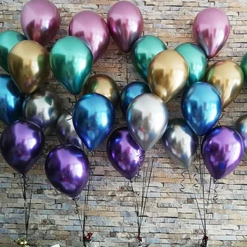 30/50/100 adet Altın Gümüş Siyah Metal Lateks Balonlar Süslemeleri Mat Helyum Globos Doğum Günü Partisi Dekorasyon Yetişkin Düz Renk