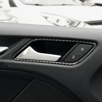 Karbon Fiber İç Kapı Kolu Çerçeve Dekorasyon Kapak Trim 4 Adet İçin Audi A3 8V 2013-2018 Kapı Tokmağı Trim Şeritler Çıkartmaları