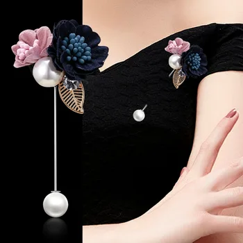 Rinhoo Moda Bayan Kumaş Sanat İnci Kumaş Çiçek Broş Pin Hırka Şal Pin Profesyonel Ceket Rozeti Takı Aksesuarları
