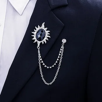 Yeni Vintage Püskül Zincir Broş Pin Metal Kristal Broş Takım Elbise Gömlek Yaka Rozeti Korsaj Yaka İğneler Erkekler Takı Hediyeler için