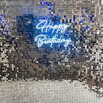 Ayna Gümüş Reklam Dükkanı Arka Plan Glitter Pırıltılı Pullu Panel Duvar Popüler Düğün Tatil Kutlamak Dekorasyon Zemin