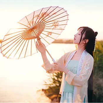 Yağlı Kağıt Katlama Şemsiye Ahşap Yağmur Kadınlar Dekor Şeffaf Dans Şemsiye Şakayık Çiçek Çin Şemsiye Japonya Şemsiye