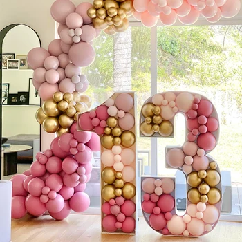 100cm Dev Şekil Balon Dolum Kutusu Balon Mozaik Balon Numarası Çerçeve kutusu Doğum Günü Partisi Dekorasyon Bebek Duş Düğün