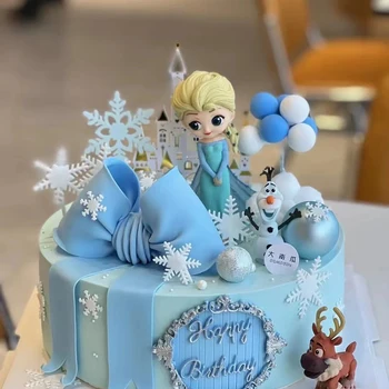 Disney Prenses Dondurulmuş Tema Kek Dekorasyon Anna Elsa Kek Topper Çocuklar Kızlar için Bebek Duş Doğum Günü Partisi Kek Dekor Malzemeleri