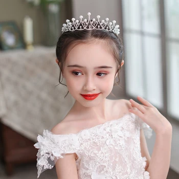 Taç Taç Çocuk Kore Prenses Şirin Kız Doğum Günü Taç Kızlar Podyum Göstermek Saç Bant Saç Aksesuarları Taç 